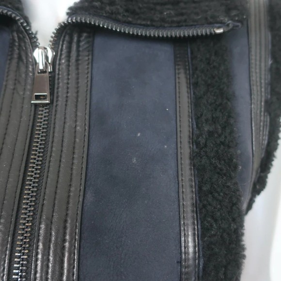 Vince Shearling Vest Navy & Black Size Extra Small - Picture 2 of 8